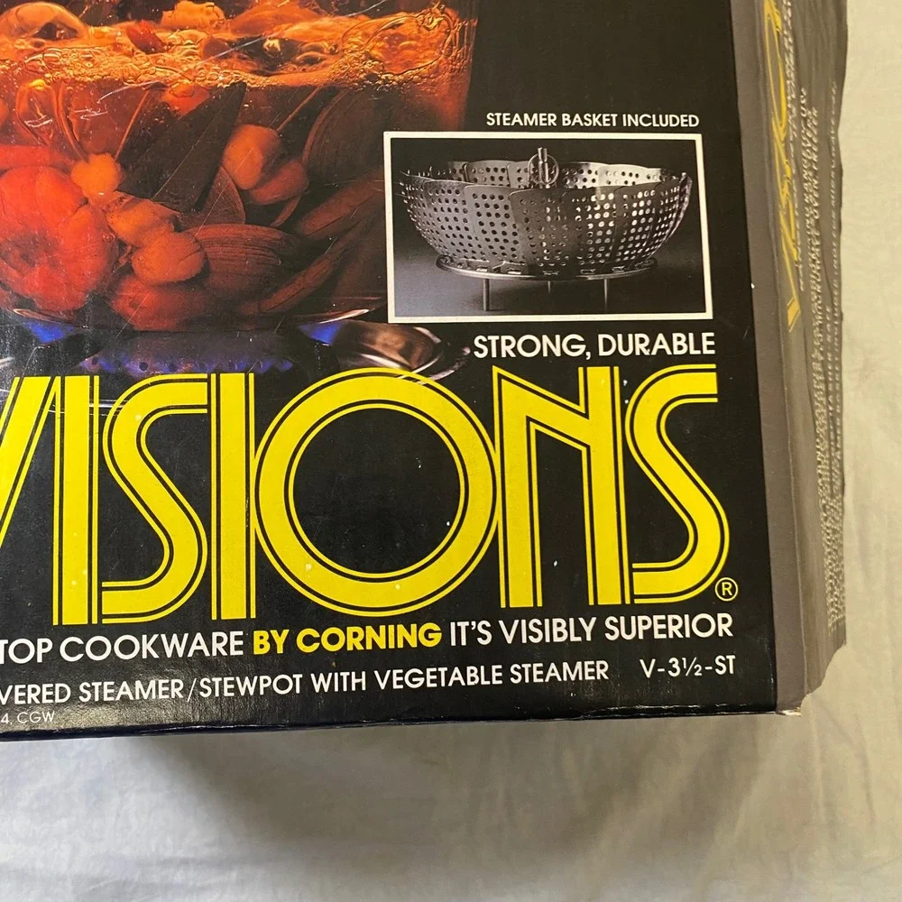 Corning Visions V-3½-ST 3.5 Qt Steamer Stewpot NOS Open Box Made France Mid 80s